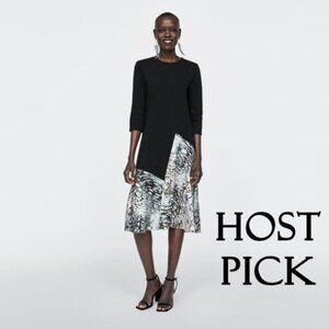EUC Zara black & contrast animal print accent dress, XL